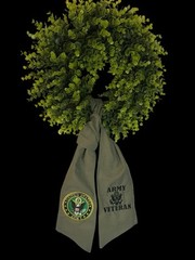 US Army Seal (Green) Cotton Wreath Sash (2 Logos) 50k Stitch