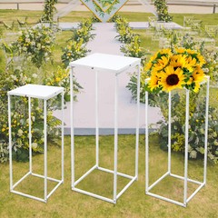 White Wedding Flower Stand Floral Decor Vase Floor Column Stand Sets of 3