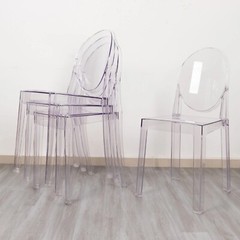 4 Clear 36 in Stackable Acrylic Transparent Banquet CHAIRS Oval Back Party Event