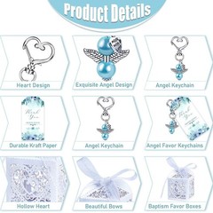 144 Piecces Angel Keychain with Baptism Favor Boxes Kraft Paper Alloy Keys Rings