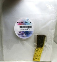 Pig Pot Party, 100 Count 9 X 11 Clear Cellophane Bags with Gold Twist Ties.