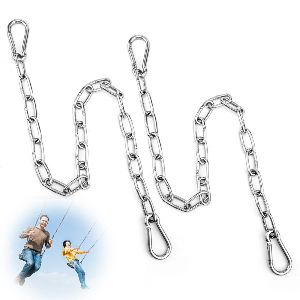 Hanging Chair Chain Set of 2 Stainless Steel Heavy Duty Hanging Kits with 4 C…