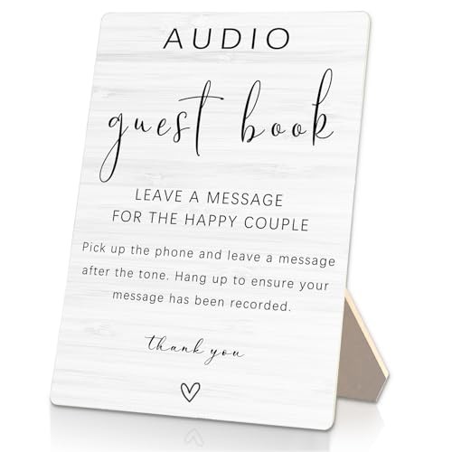 Audio Guest Book Sign – Audio Phone Guestbook Wooden 5x7inches Audio White