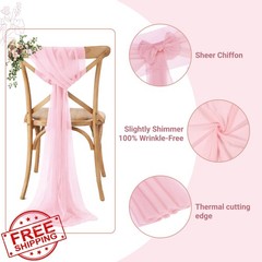 MDS 50pk Blush Pink Chiffon Chair Sashes Bows