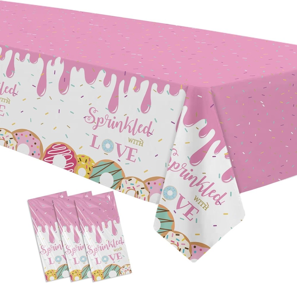 Donut Baby Sprinkle Decorations Girl Tablecloth – Sprinkled with Multi Color