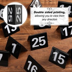 Tuanse Table Numbers 1-25 Acrylic Double 2.5 x 2.17 x 2 inches, Black, White