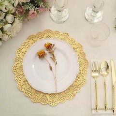 100 GOLD 12″ Round Disposable Lace PAPER DOILIES PLACEMATS Event Party Supplies