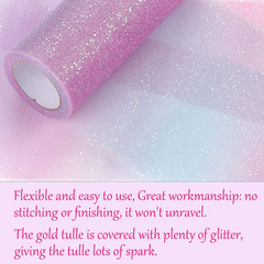 , 2 Pack Rainbow Glitter Tulle Netting Rolls for Table Runner Chair Sash Bow Wed