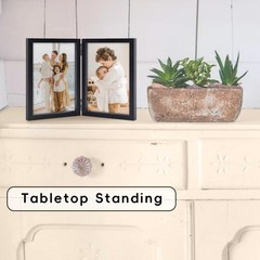 4×6 Picture Frames Double Black Photo Frame Folding Vertical Stand Display Si…