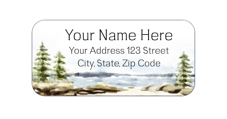 48 Personalized Trees Lakeside Beach Ocean Return Address Stickers Labels A206