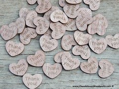 100 qty 1″ Thank you Wood Hearts Confetti Wooden Wedding Decor Embellishments