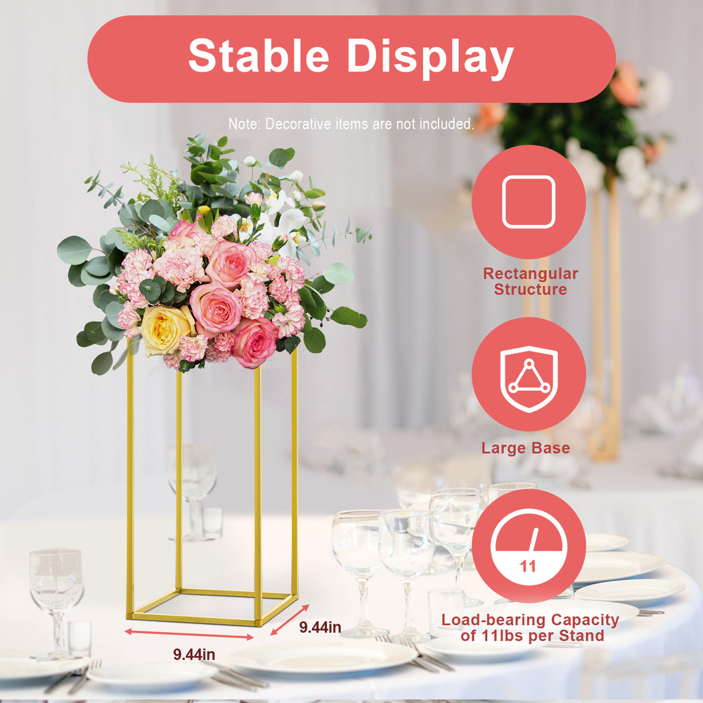 10pcs Gold Flower Display Stands Freestanding Wedding Centerpiece Stand Rack