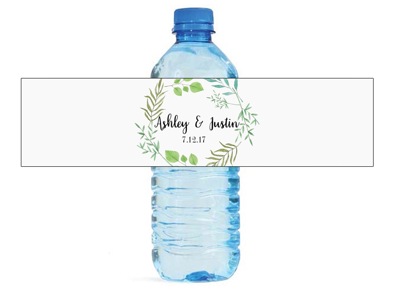 Summer Leaves Wedding Anniversary Water Bottle labels Engagement Party Birthday
