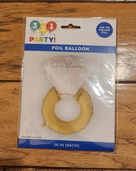 New 26 Inch Diamond Wedding Ring Mylar Foil Party Balloon 26” Engagement