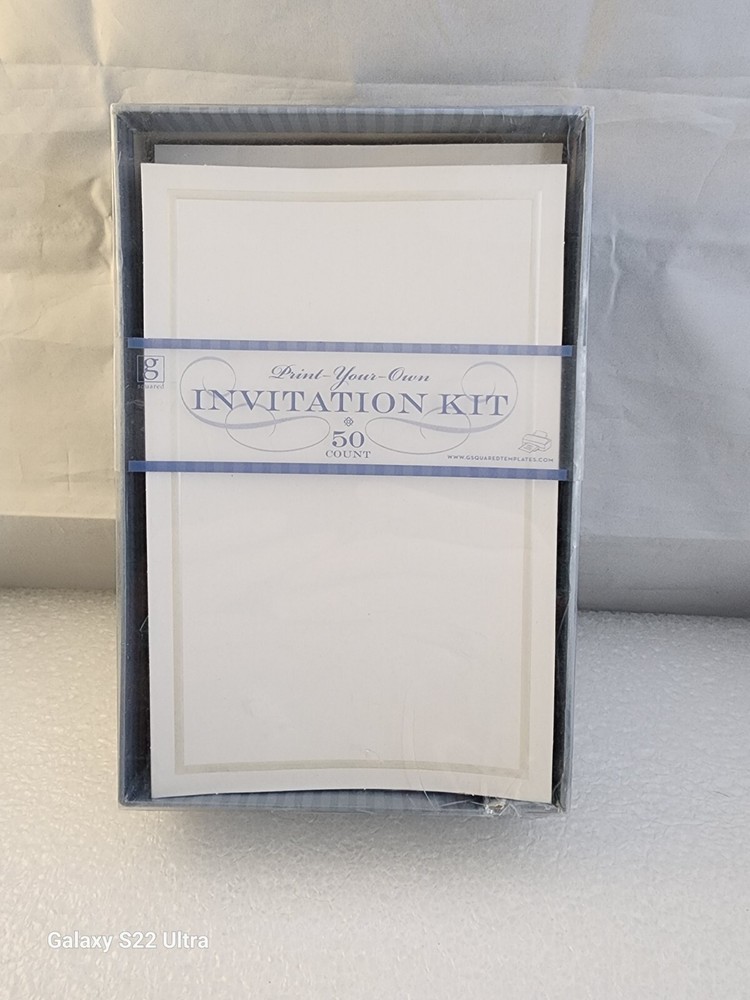 G Squared 50 Count Invitation Kit Print Your Own Pearl White