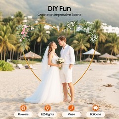 Large Heart Archway Wedding Backdrop Stand Gold Arch Frame Flower Balloon Decor