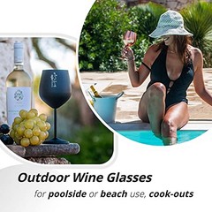 Stemmed Stainless Steel Wine Glasses – 18 oz Unbreakable Goblets for Black