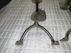 West Elm Set/2 WROUGHT ALUMINUM CANDLE STAND CANDLE HOLDER PILLER 18.5” & 12”