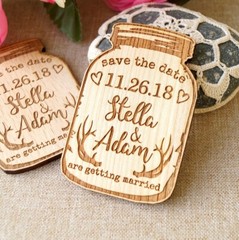 wedding save the date, wooden save the date magnets, mason jar magnets