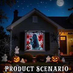Large 5x5ft Halloween Backdrop for Wall | Halloween Window Curtain Decor | Pa…