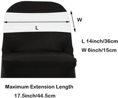 Spandex Chair Sashes Bands, White, 50PCS | Stretch Chair Ties Bows, With Buck…