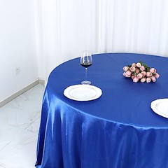 Balsa Circle Royal Blue Satin Round Tablecloth 132 132″ (Round),
