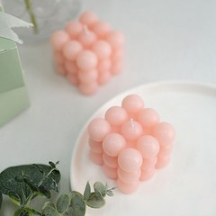2 BLUSH Bubble Cube Unscented Paraffin Wax CANDLES Wedding Centerpieces Events