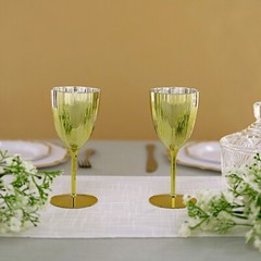 Gold Premium Metallic Plastic 8 oz Wine Glasses Disposable Party Events Wedding