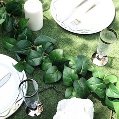 60-Inch long Green Artificial Poplar Leaves Vine Garland Wedding Decorations