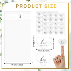 200 Set His Her Favorite Stickers Candy Bags Wedding Favor Stickers 4X6 Inches C