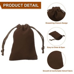 20pcs Velvet Gift Bags 2″ x 2.8″ Drawstring Jewelry Pouches, Coffee