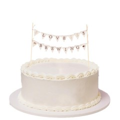Love Is Brewing Wooden Cake Topper, Brown & White, Bridal Shower Decor,