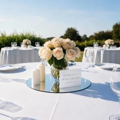 12″ Round Mirror Centerpieces Tables 12Pcs Glass Mirror Trays Wedding Party