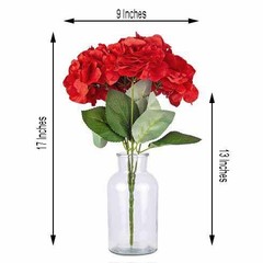 Red 5 Silk Hydrangea Bushes Wedding Flowers Bouquets Party Centerpieces SALE
