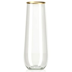 Plastic Stemless Champagne Flutes – Disposable Unbreakable 9 Oz 30 Clear