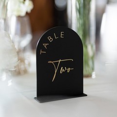 10 PCS 5×7 Inch Black Arch Wedding Table Numbers 1-10 with Stands Gold Font
