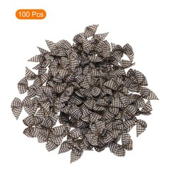 100Pcs Mini Gingham Ribbon Bow 1″ Checkered Fabric Ribbon Bows Brown
