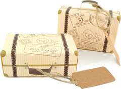 50pcs Suitcase Candy Boxes, Party Favor Candy Box, Vintage Kraft Paper Gift Bag