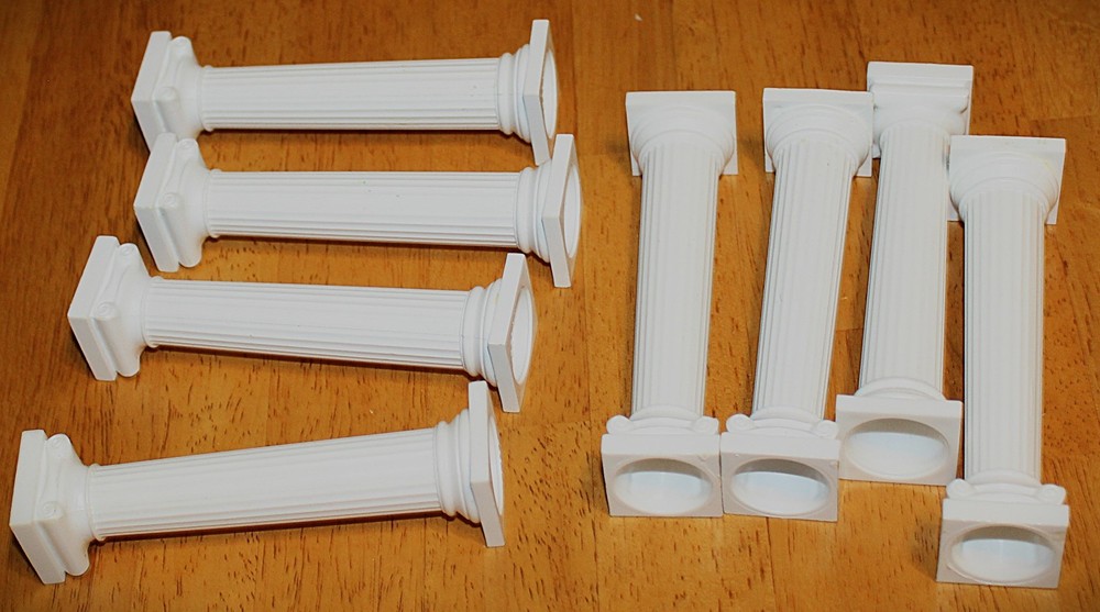 Wilton ~ 5 INCH GRECIAN PILLARS #303-3703 – WHITE PLASTIC – SET OF 8 – Vguc