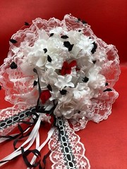 Bridal & Flower Girl Bouquets, Boutonnieres, Black and White with Red Roses