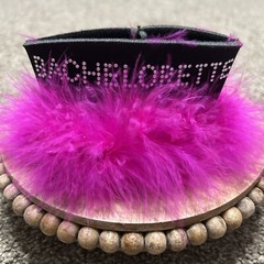 NEW Bachelorette Party Black Pink Rhinestones Feather Coozies Coozie Favors