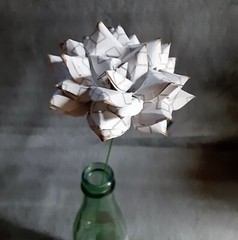 Handmade Paper Flower on stem (Gray Pattern No.1) for Wedding, St. Valentine’s