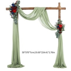 Rusts Pearls Chiffon Curtain Wedding Arch Drape Luxurious Wedding Arch Drape