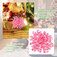 6 Pcs 4 Inch Grosgrain Curly Bows for Gift Wrapping Self-Adhesive Rose Pink