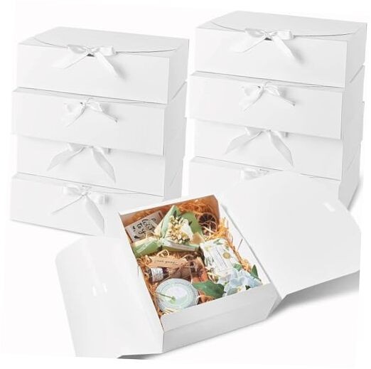 15 PCS Gift Boxes with Lids for Presents, 10.6 x 7.8 x 3.1 Inches White