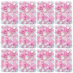 12PCS Artificial Flower Wall Panels 16″x 24″ Silk Flower Backdrop Party Decor