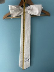 13 Large Wedding Pew Bows Long Tails Church Chair M Initial Embroidered Blue