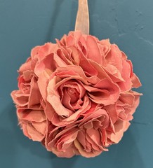 Silk Flower Kissing Ball Wedding Centerpiece, 6-inch Pink Flowers