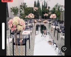 Silver Mirror Aisle Runner Roll for Wedding 3.3×33 ft, Metallic PVC Aisle