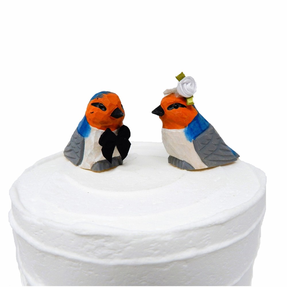 Barn Swallow Bird Cake Topper Bride Groom Love Wedding Engagement Wood Statue